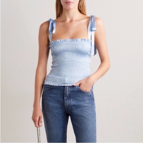 NEW Reformation Pina Silk Top Horizon Medium - Picture 4 of 13